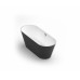 Akmens masės vonia SELENE 1595x640x610 mm, balta, išorė juoda RAL9005 su pop-up sifonu