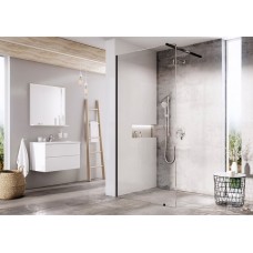 Dušo kabina Ravak Walk-in Wall, Juoda+Transparent, 90x200 cm