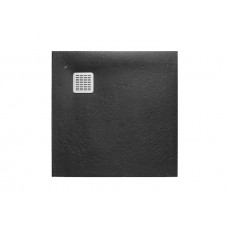 Dušo padėklas TERRAN 90x90x2,8 cm Stonex (su sifonu ir NP grotelėm), juodas