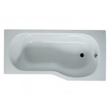TIGO asimetrinė vonia 160 × 80/70 montavimui su uždengimu, dešininė, be kojelių, 185l, balta